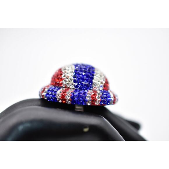 Statement Ring Sparkling Rhinestone Crystal Red White Blue Union Jack Shiny Bin7 - Picture 4 of 12